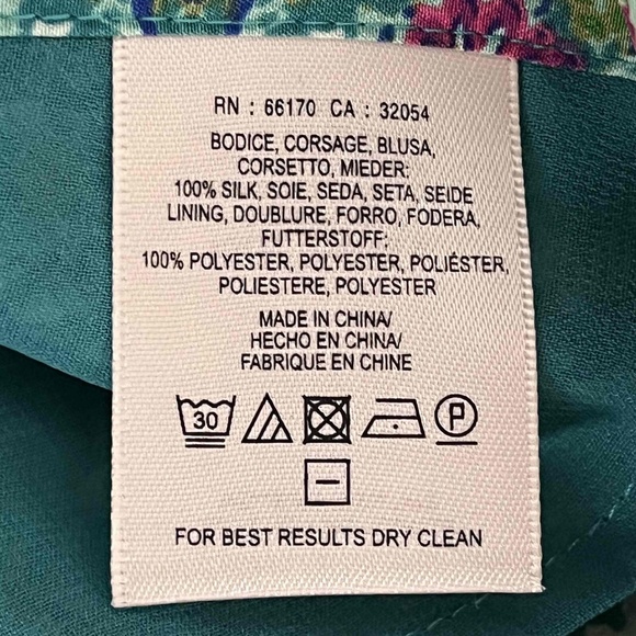 Anthropologie Maeve Meret Green‎ Floral Paisley Boho Silk Tunic Blouse Size US 6 - Picture 7 of 16